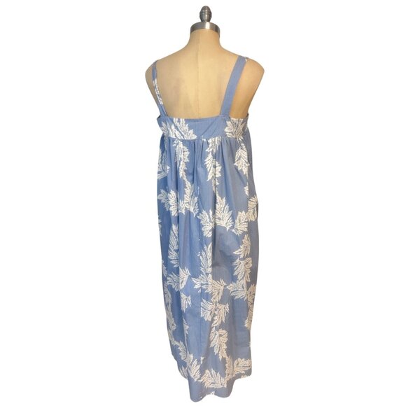 Stitch Drop Blue Floral Tie Front Cotton Midi Dress Medium - Picture 4 of 8